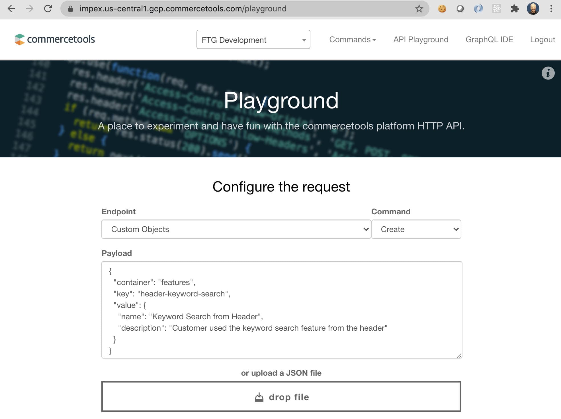 API Playground Create Custom Object